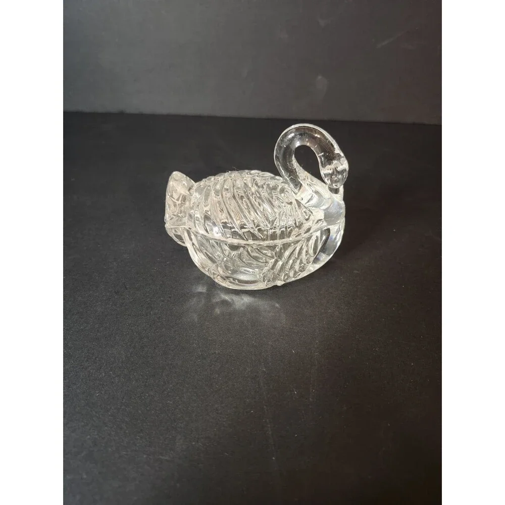 Small Crystal Swan Trinket Jewelry Ring Dish with Lid